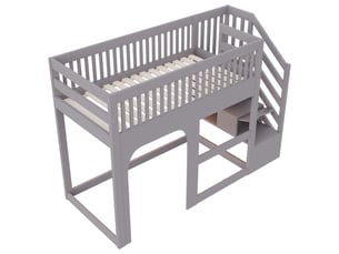 Lit mezzanine 90x200 cm 253.5x95x143.5cm coloris gris