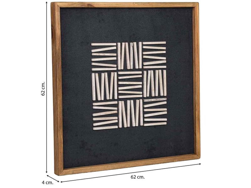 Tableau en bois recyclé fait main relief noir et blanc 62x4x62 cm h - Conforama C