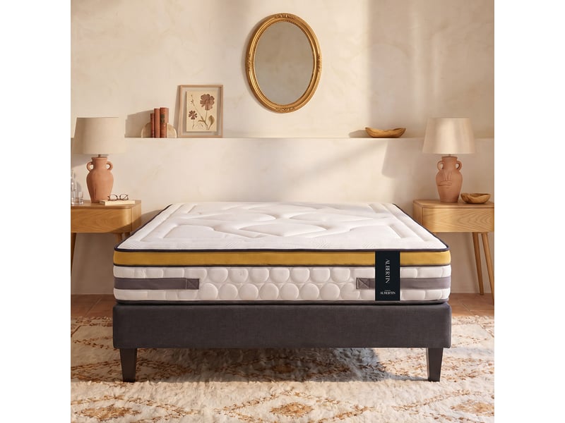  Matelas ressorts ensachés et mémoire de forme - 24 cm - aubertin 200x200 cm - blanc 3MA502.2020 - Conforama B