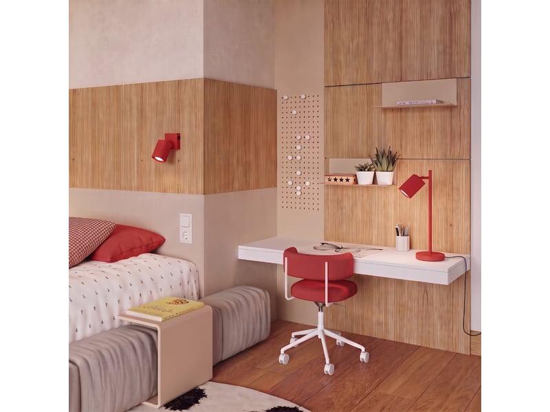  Plafonnier rayo 3p rouge aluminium moderne 18x20x20cm SL.3250 - Conforama B