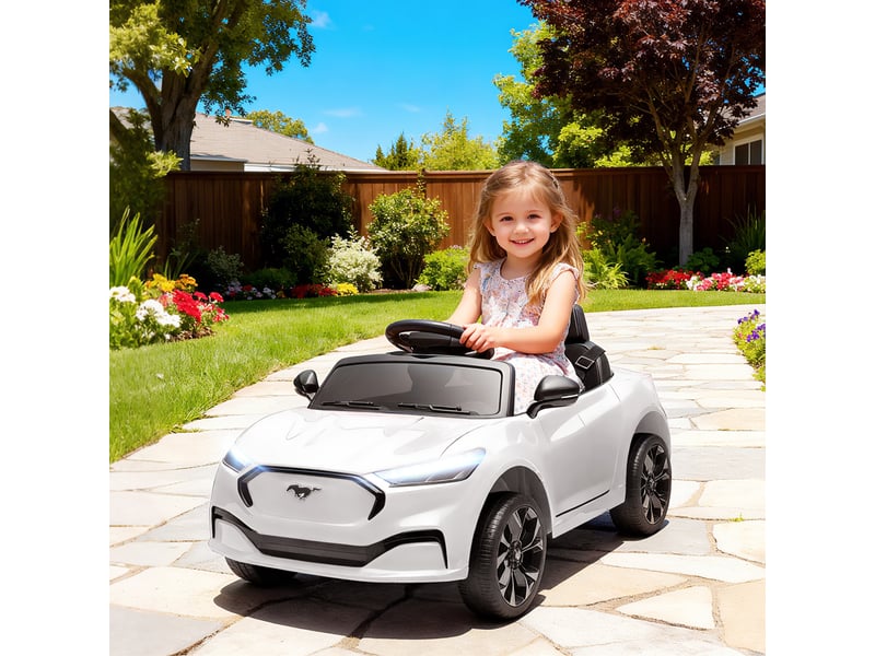 Voiture électrique enfant ford mustang mach-e sous licence officielle 12 v télécommande 2,4 g 2 moteurs 92x55x44cm blanc - Conforama C