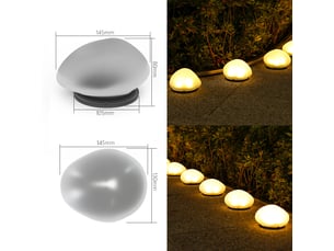 Lot de 5 galets lumineux solaires pour jardin, led étanches – décoration d'allée, pelouse et terrasse- lumière chaude