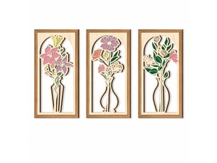 Ensemble de 3 tableaux abstraits bohèmes – décoration murale – décoration murale en bois (20 x 40 cm, environ 0,5 cm d'épaisseur)