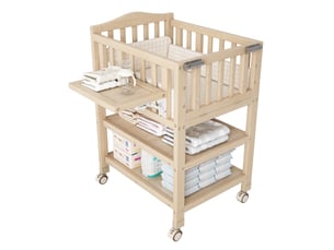 Table à langer 3-en-1 avec lit bébé et rangements, 89 x 58 x 102 cm, pin et mdf, naturel