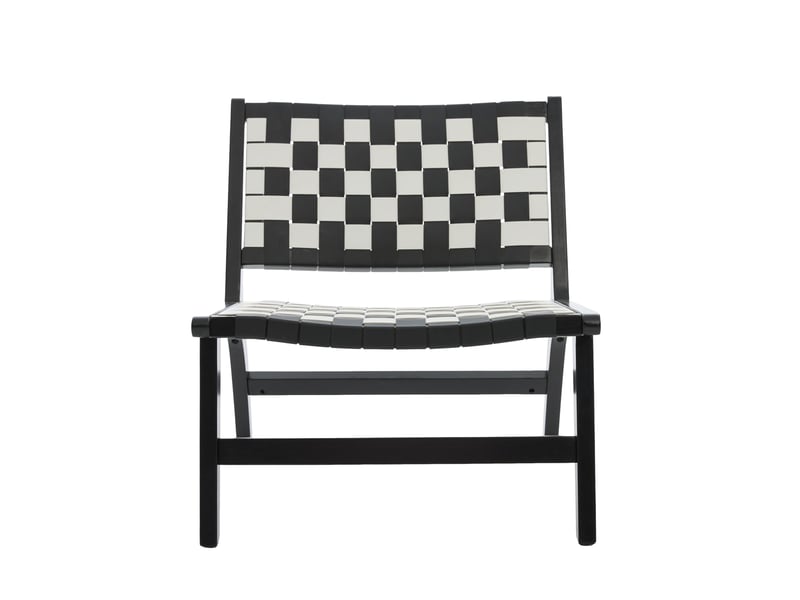 Chaise d'appoint 71 x 66 x 72 cm – noir et blanc – motif damier sans accoudoirs, style moderne et gain de place - Conforama A