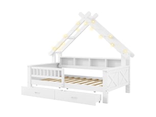 Lit cabane 90x200 cm Sol Morn coloris blanc