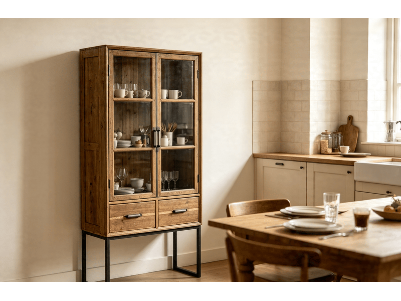 Armoire dkd home decor noir bois métal verre (70 x 34.5 x 160 cm)  - Conforama D