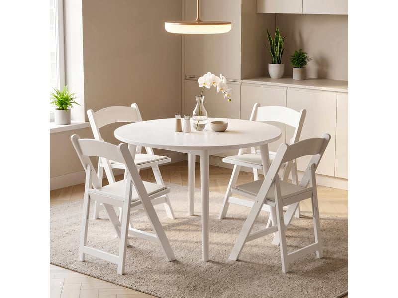 Lot de 4 chaises pliantes en résine et pu, chaises pliantes portables pour intérieur et extérieur, 45x44x78cm, blanc  - Conforama C