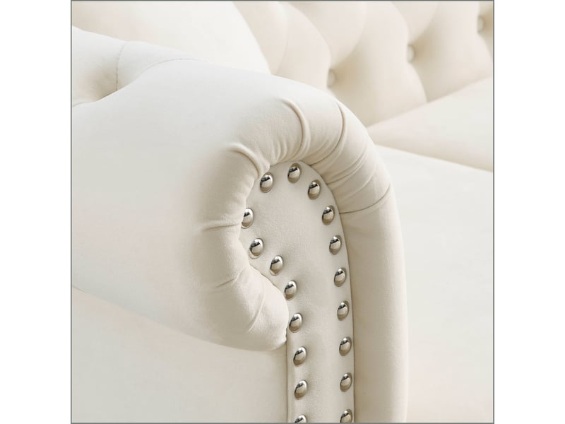  Canapé moderne - canapé en velours de style chersfield avec pieds en bois d'hévéa en forme de bouteille, réf. W3349s00144  - Conforama E