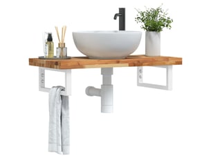 Étagère de vasque | étagère murale acier et bois massif d'acacia shl6574