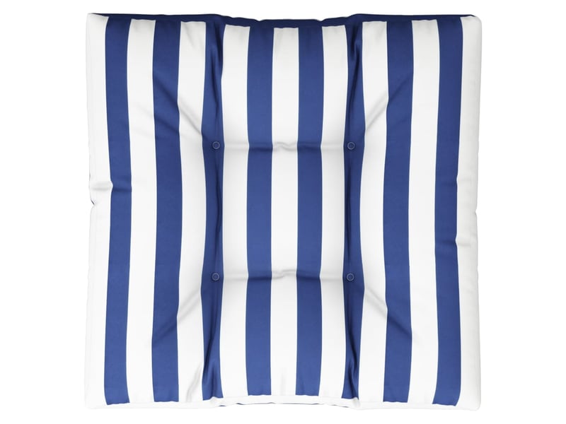  Coussin de palette, coussin de chaise, coussin de canapé rayures bleues et blanches 70x70x12 cm tissu cf55424  - Conforama A