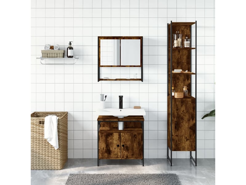  Ensemble de meubles de salle de bain 3 pcs chêne fumé cf63689  - Conforama C
