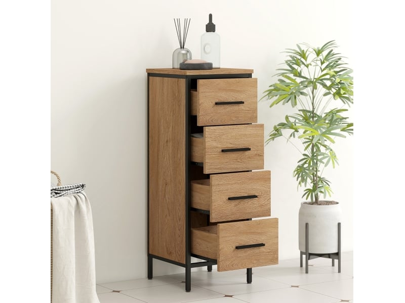  Meuble de salle de bains 4 tiroirs compact style industriel evryae  - Conforama C