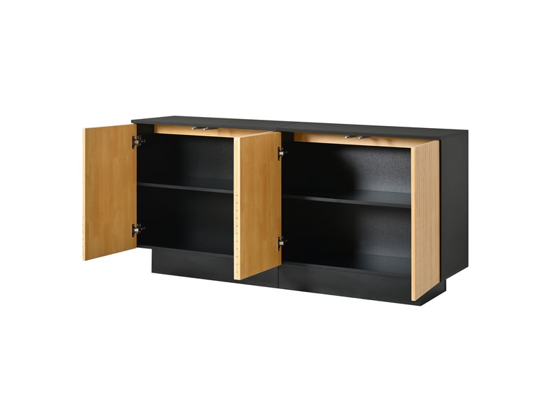  Buffet bas 4 portes, meuble de rangement, naturel, 160 x 40 x 75 cm, mdf et panneaux de particules Fay Lum - Conforama D