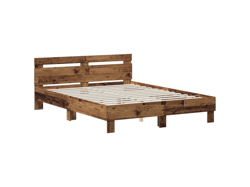 Lit double- lit adulte - cadre de lit bois ancien 135 x 190 cm bois d'ingénierie - Conforama B