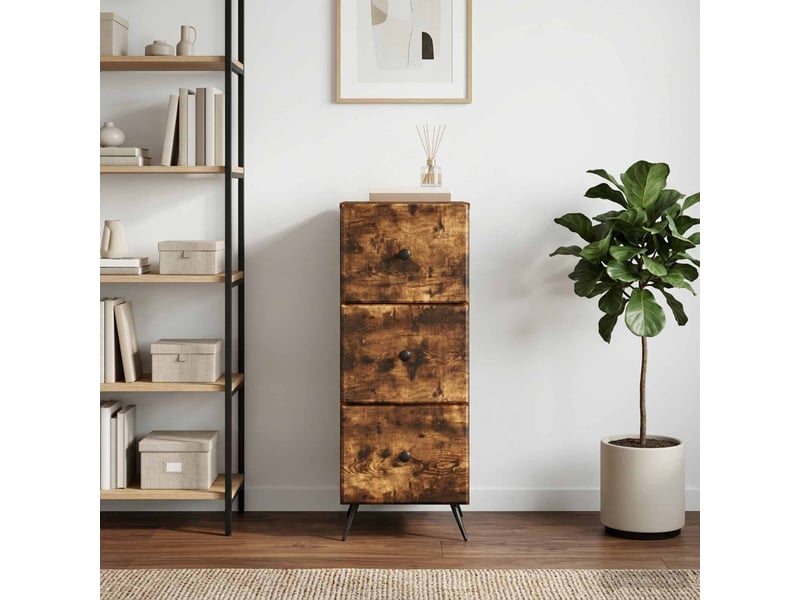  Armoire de rangement bureau, armoire à tiroirs chêne fumé 33 x 34,5 x 90 cm shl2246  - Conforama D