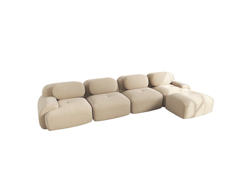  Canapé d'angle, canapé modulable, 4 places, beige, livré monté, sans structure, pour salon, home cinéma, bureau  - Conforama W