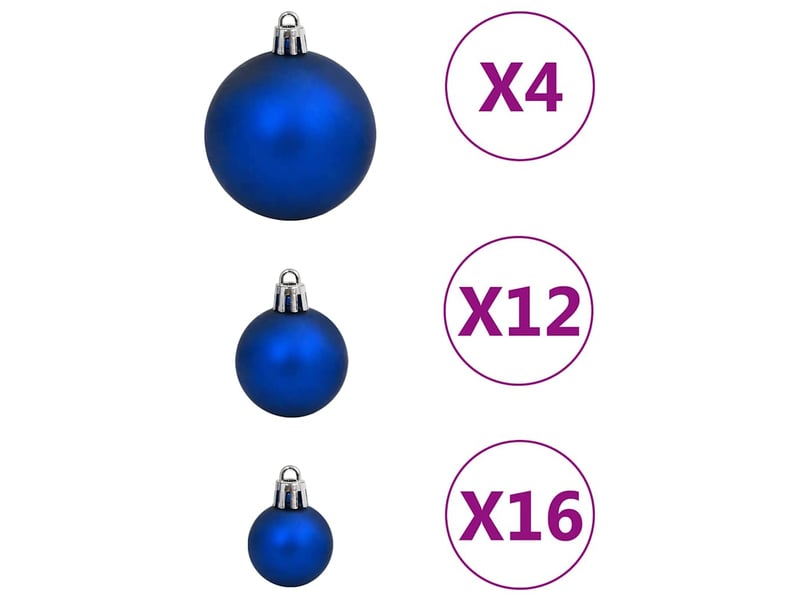  Ensemble de boules de noël 111 pièces bleu polystyrène  - Conforama E