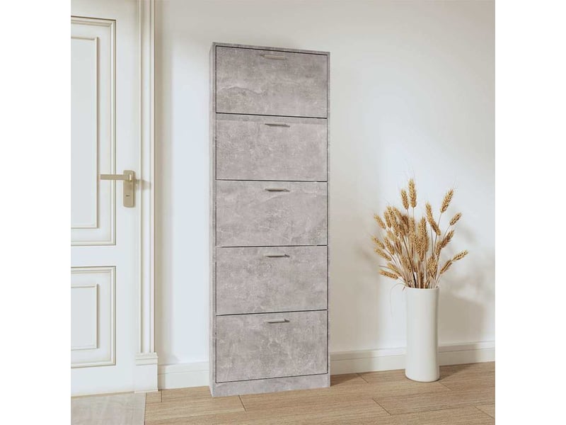  Meuble à chaussure, armoire à chaussures gris béton 59x17x169 cm bois d'ingénierie  - Conforama C