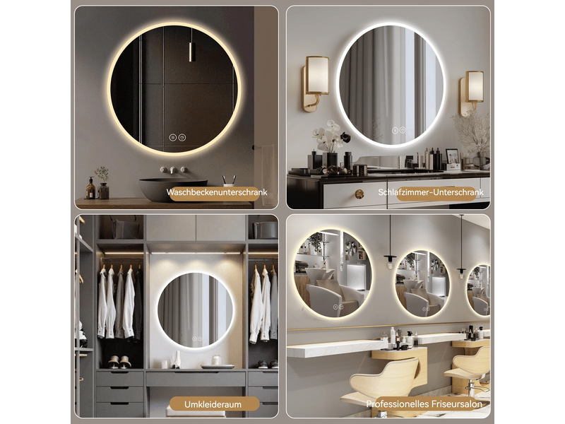  Miroir de salle de bain led rond antibuée intensité réglable argenté 80 cm W3700P345125 - Conforama E