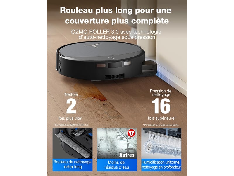  ECOVACS DEEBOT T90 Pro Omni Robot Aspirateur Laveur, 30000Pa, PowerBoost,OZMO Roller 3.0,TruEdge 3.0 30000Pa, TruEdge 3.0, YIKO - Conforama B