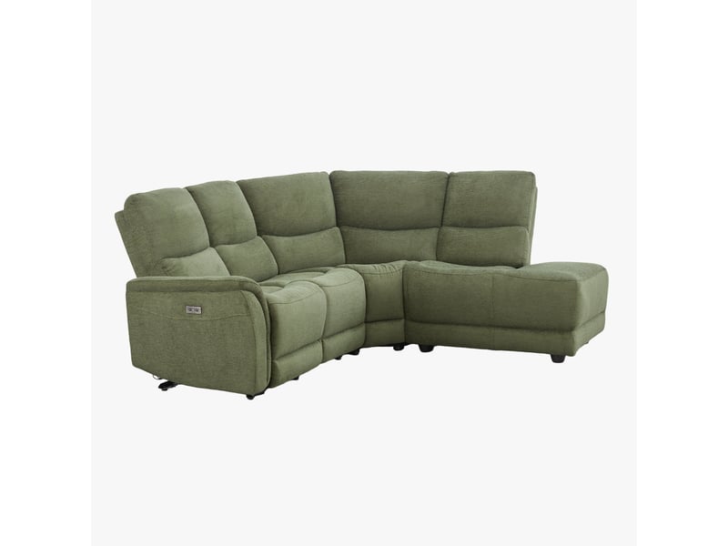  Canapé d'angle relax électrique en tissu vert - angle droit  - Conforama E