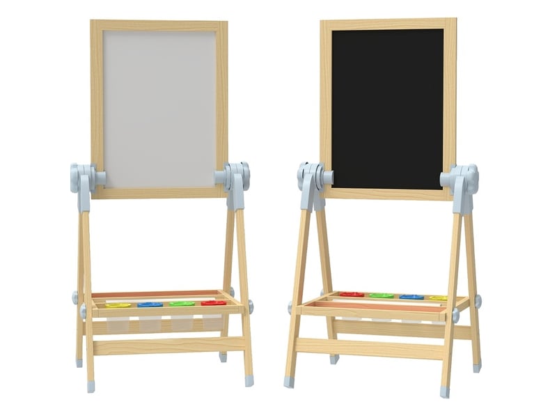  Chevalet enfant réglable double face tableau noir et blanc magnétique en bois naturel 48,5 × 46,5 × 97 cm  - Conforama A