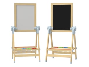 Chevalet enfant réglable double face tableau noir et blanc magnétique en bois naturel 48,5 × 46,5 × 97 cm