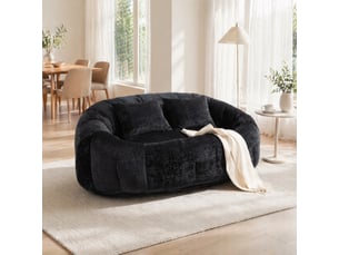 Canapé pouf modenvie 2 places en chenille noir 150 x 95 x 63 cm