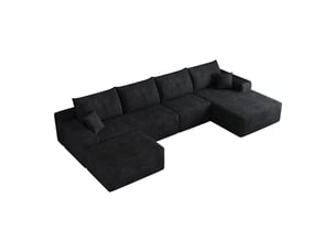 Canapé d'angle, canapé modulable, design moderne, 340 cm, pour salon, chambre, appartement, noir, livré monté, assise profonde