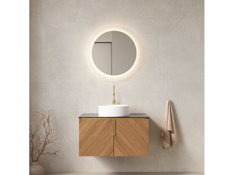  Meuble rangement salle de bain 76 cm 2 portes vasque ceramique pierre frittee homvra  - Conforama B