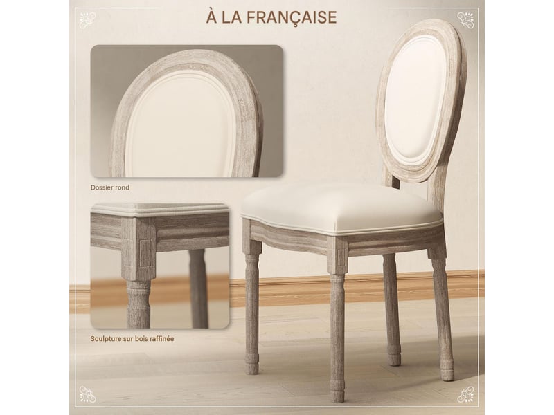  Lot de 2 chaises de salle à manger tissu aspect lin et bois 49 x 56 x 96 cm  - Conforama D