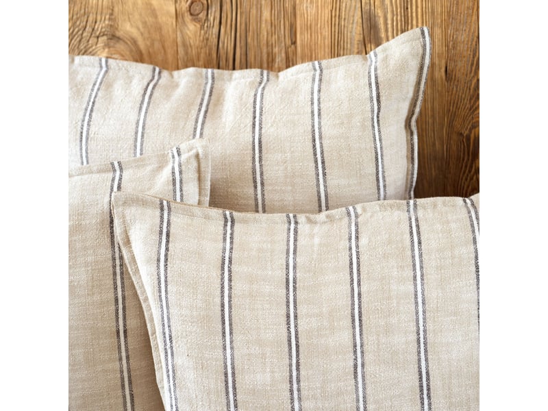 Housse de coussin 100% coton rayures rustiques lourmarin 45x45 cm  - Conforama E