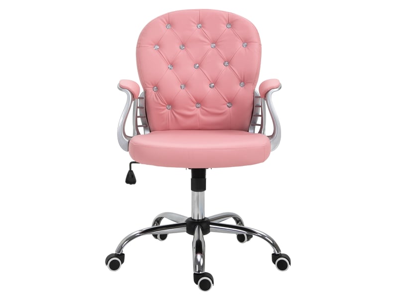  Chaise bureau similicuir, pivotante, hauteur réglable, coiffeuse, max 120 kg, rose.  - Conforama A