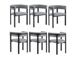 Lot de 6 chaises de salle à manger en chenille grise avec dossier enveloppant, style moderne
