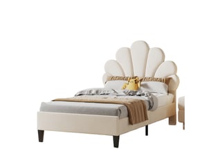 Lit simple 90x200 cm WISHDOR   coloris beige