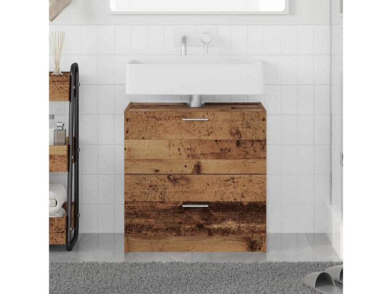 Cabinet de salle de bain, armoire salle de bain bois ancien 59 x 37 x 59 cm cf65263 - Conforama B