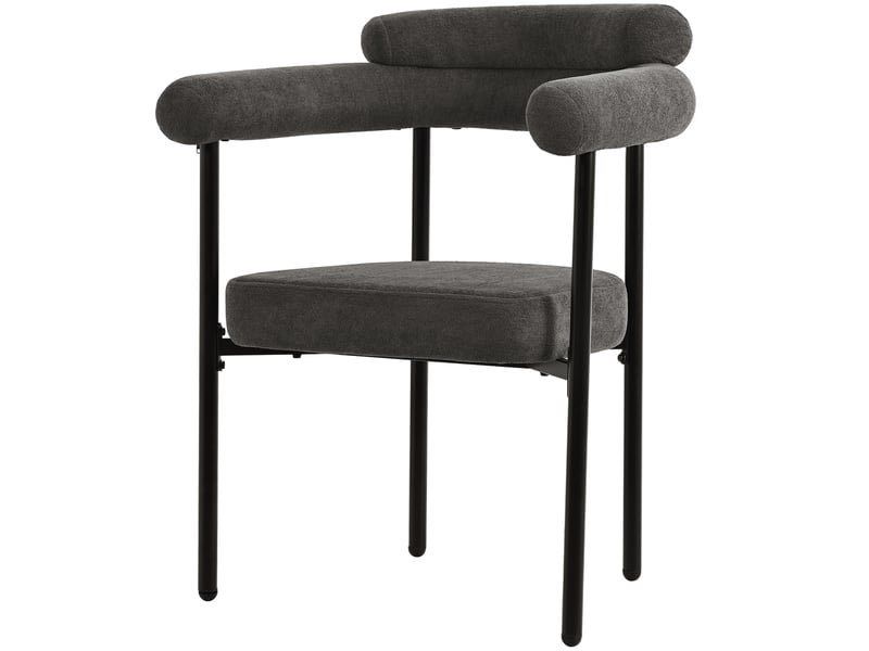  Lot de 6 chaises de salle à manger 70x62x85 cm – gris foncé – assise ergonomique rembourrée en tissu effet daim  - Conforama D