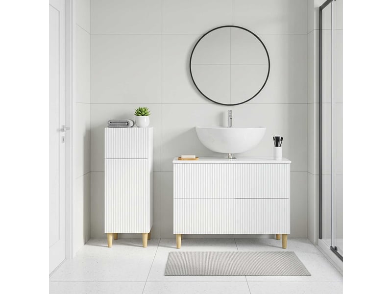  Ensemble de 2 meubles de salle de bain arnhem blanc brillant cf63063  - Conforama B