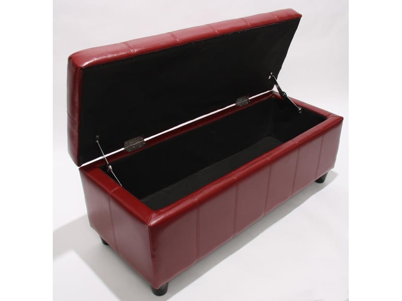  Banc banquette de rangement cuir reconstitué rouge 112x45x45cm ban04015  - Conforama B