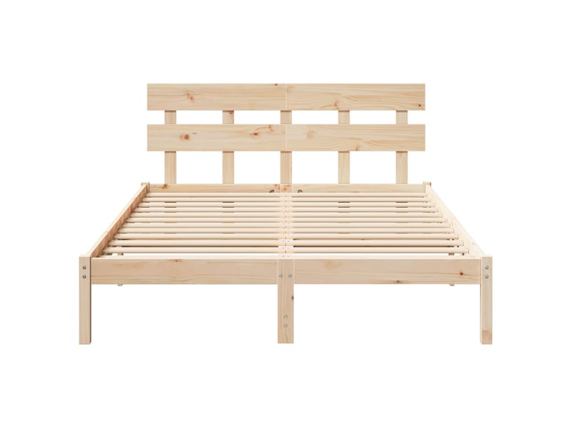  Lit double- lit adulte -  cadre de lit marron 150 x 200 cm bois de pin massif  - Conforama C