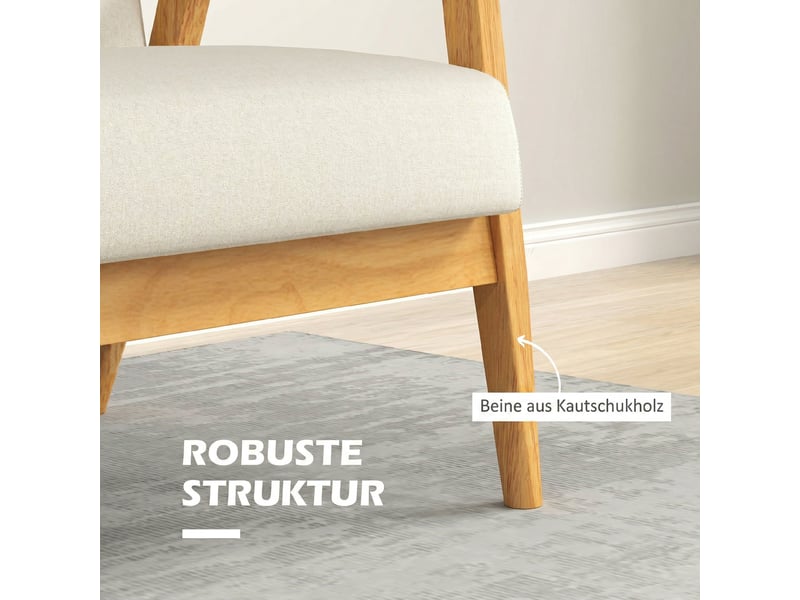Canapé 2 places 115 cm canapé scandinave avec dossier capitonné, beige, assise rembourrée et accoudoirs - Conforama E