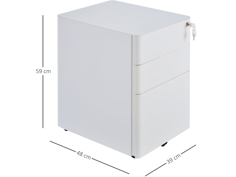  Caisson mobile 39x48x59 cm verrouillable métal blanc  - Conforama C