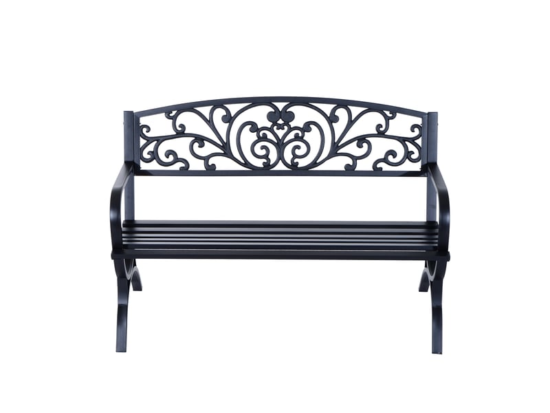  Banc de jardin terrasse en acier fonte noir 3 places 127 x 60 x 85 cm charge max 240 kg  - Conforama B