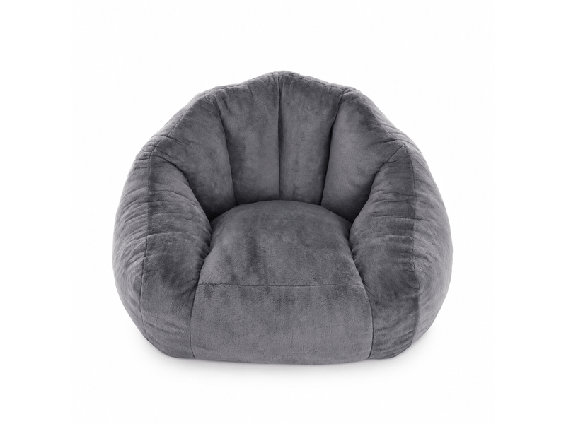  Pouf poire adulte en fausse fourrure gris clair, grand format, moelleux, sans montage  - Conforama A