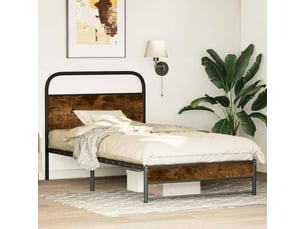 Lit adulte, lit simple, cadre de lit sans matelas 100x200cm chêne fumé bois ingénierie cf10537