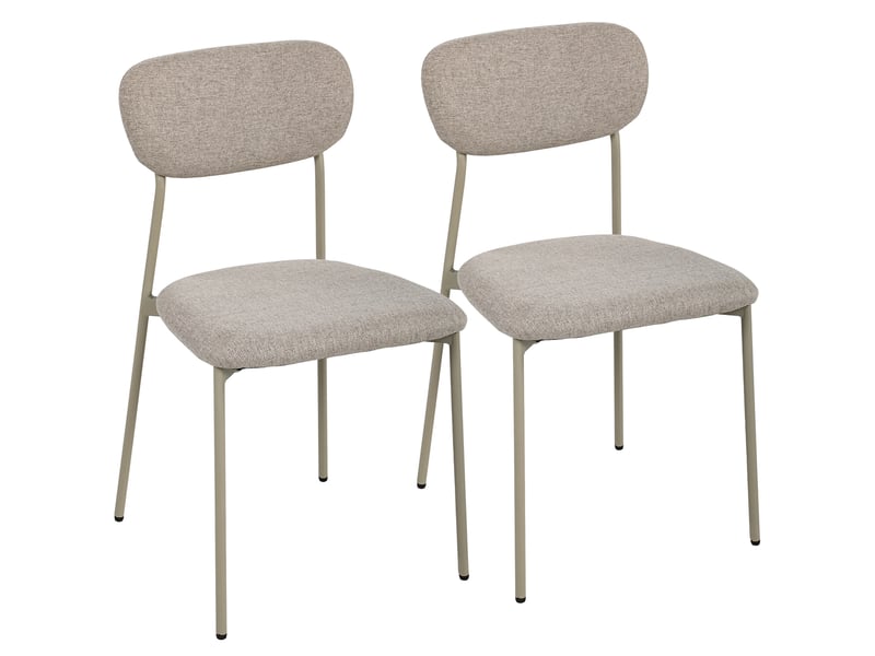  Lot de 2 chaises de salle à manger modernes, chaises de cuisine empilables en tissu effet lin, marron clair  - Conforama A