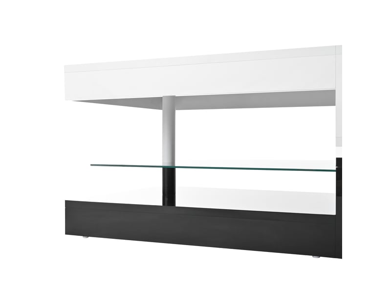  Table basse led noir et blanc avec application bluetooth, table de salon moderne haute brillance 90x45x35.5 cm  - Conforama W