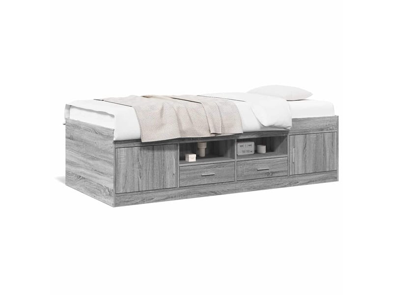  Lit simple- lit adulte -  lit de jour avec tiroirs sans matelas sonoma gris 100x200 cm  - Conforama A