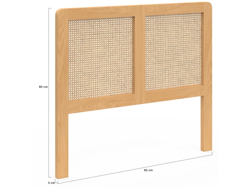  Tête de lit sur pied edhen 90 cm cannage et bois  - Conforama D